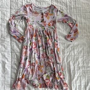 Posh Peanut Floral Buttoned Dress - Pink, Yellow, Green